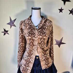 H&M‎ Y2K 90s Womens Snakeskin Button Up Animal Print Neonostalgia Indiesleaze S
